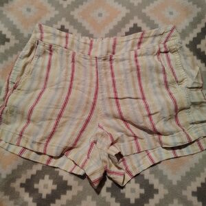 GAP Women's High Waist Shorts - Red and Cream Stripes